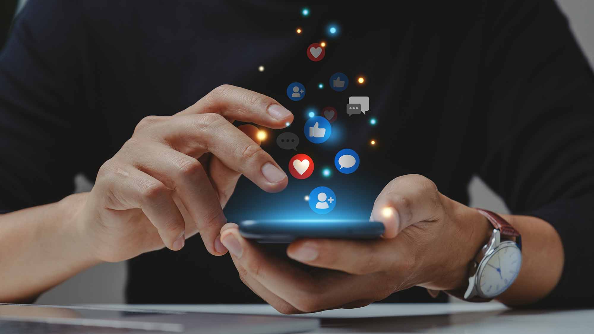 Hand,Of,Young,Business,Using,Smartphone,,Social,Media,Concept Social Media | Allegiant Digital Marketing
