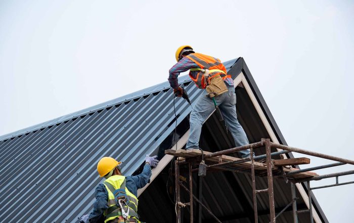 roofing contractors on roof