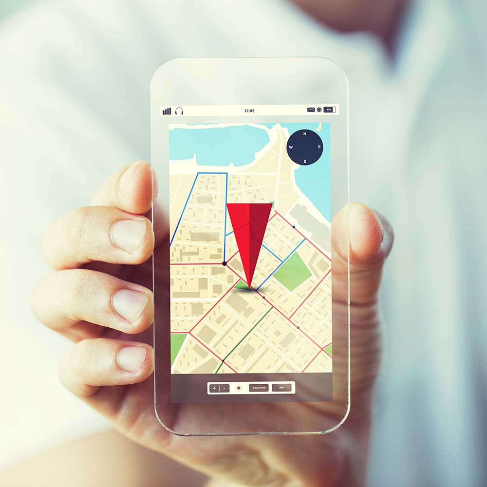 map with pinpoint on cell phone