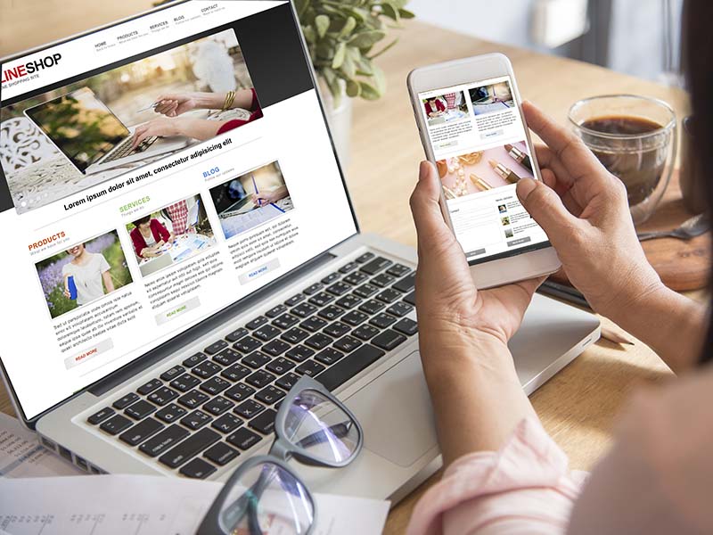 website on phone and laptop