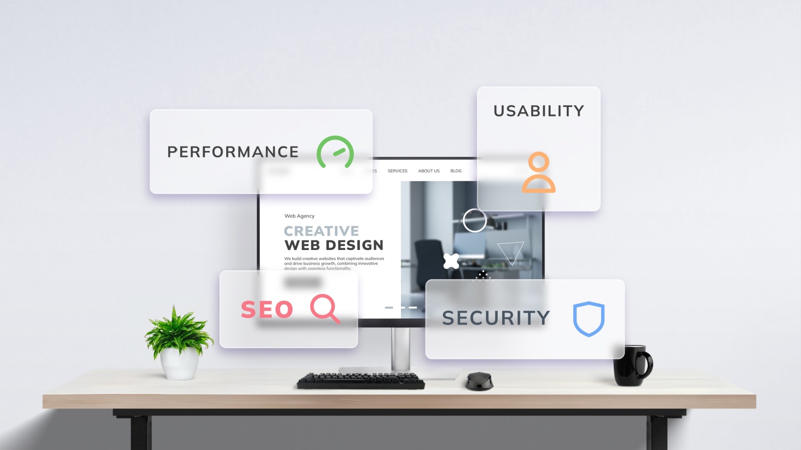 Visualization of concepts that factor into an optimized website.